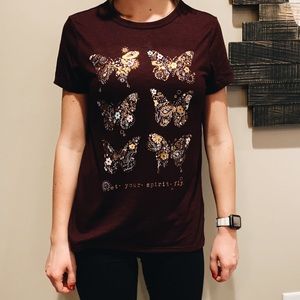 Butterfly Maroon Tee